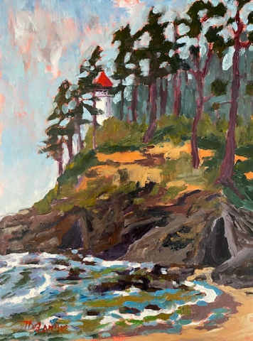 Tammy DeLaney - Peak Of Heceta Head Lighthouse 12x9 oil